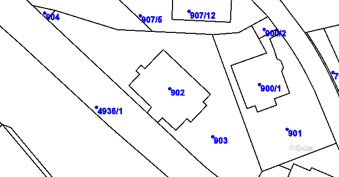 Parcela st. 902 v KÚ Smíchov, Katastrální mapa