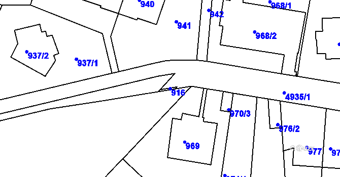 Parcela st. 916 v KÚ Smíchov, Katastrální mapa