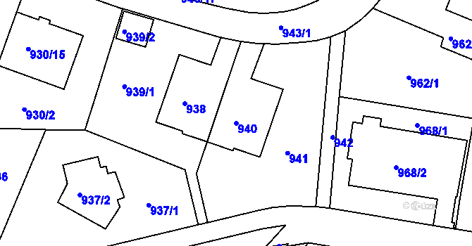Parcela st. 940 v KÚ Smíchov, Katastrální mapa