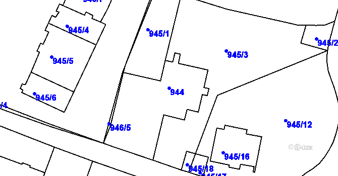 Parcela st. 944 v KÚ Smíchov, Katastrální mapa