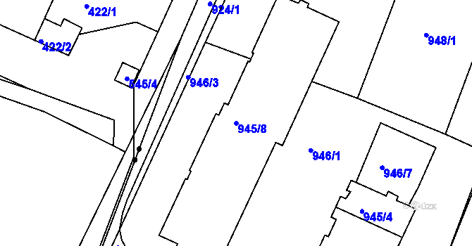 Parcela st. 945/8 v KÚ Smíchov, Katastrální mapa