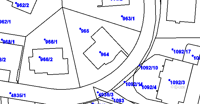 Parcela st. 964 v KÚ Smíchov, Katastrální mapa