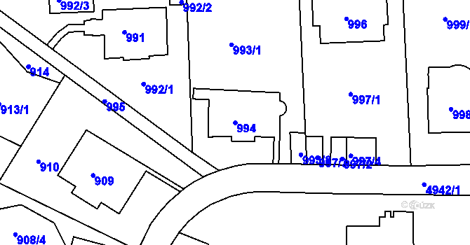 Parcela st. 994 v KÚ Smíchov, Katastrální mapa