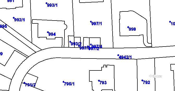 Parcela st. 997/2 v KÚ Smíchov, Katastrální mapa