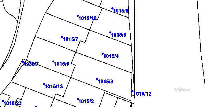 Parcela st. 1015/4 v KÚ Smíchov, Katastrální mapa