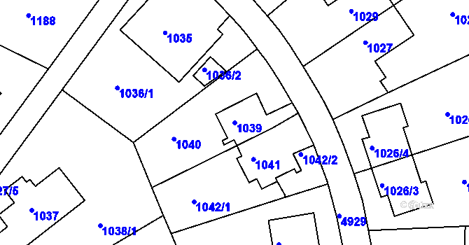 Parcela st. 1039 v KÚ Smíchov, Katastrální mapa