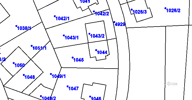 Parcela st. 1044 v KÚ Smíchov, Katastrální mapa