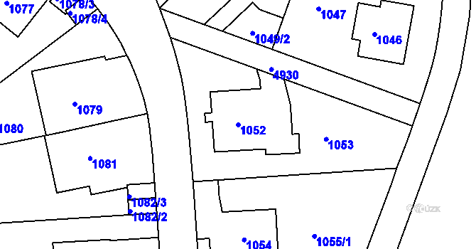 Parcela st. 1052 v KÚ Smíchov, Katastrální mapa