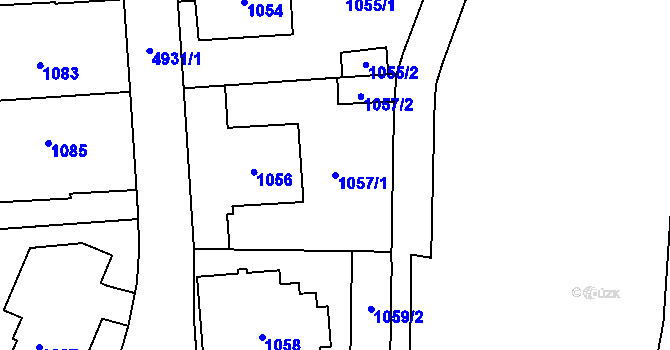 Parcela st. 1057/1 v KÚ Smíchov, Katastrální mapa