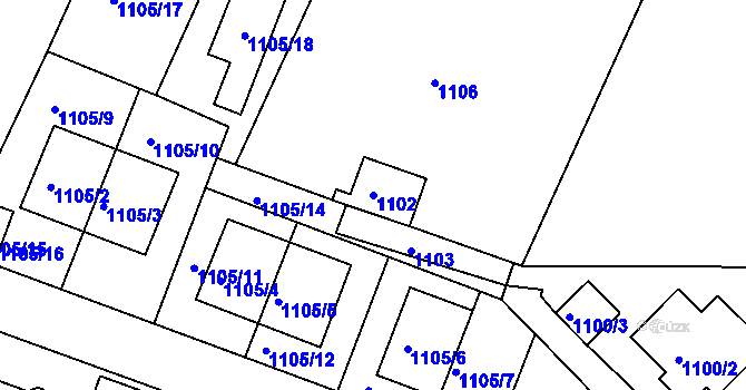 Parcela st. 1102 v KÚ Smíchov, Katastrální mapa