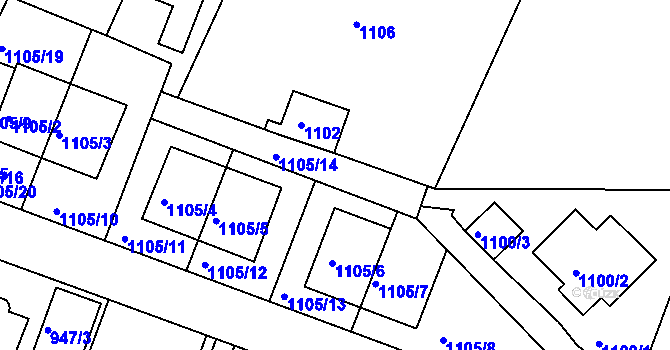 Parcela st. 1103 v KÚ Smíchov, Katastrální mapa