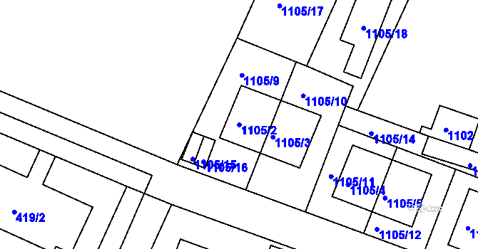 Parcela st. 1105/2 v KÚ Smíchov, Katastrální mapa