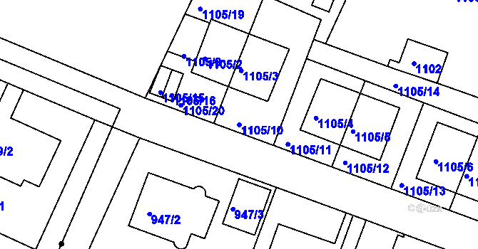 Parcela st. 1105/10 v KÚ Smíchov, Katastrální mapa