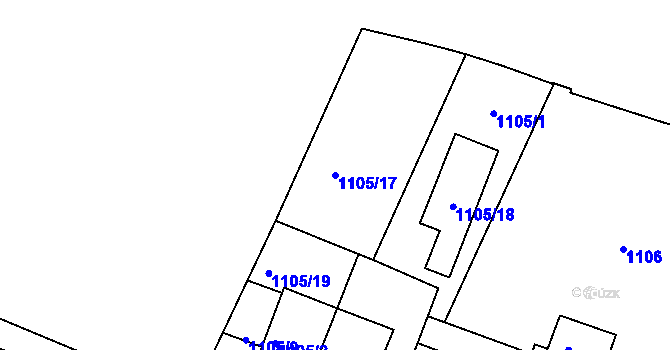 Parcela st. 1105/17 v KÚ Smíchov, Katastrální mapa