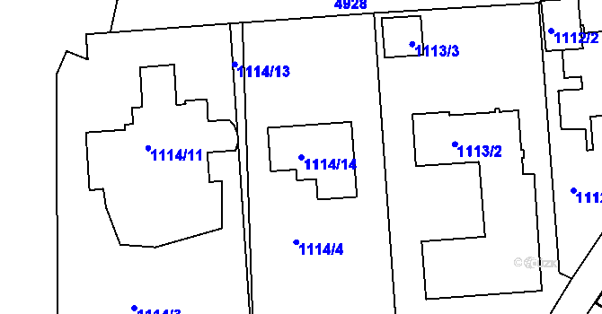 Parcela st. 1114/14 v KÚ Smíchov, Katastrální mapa
