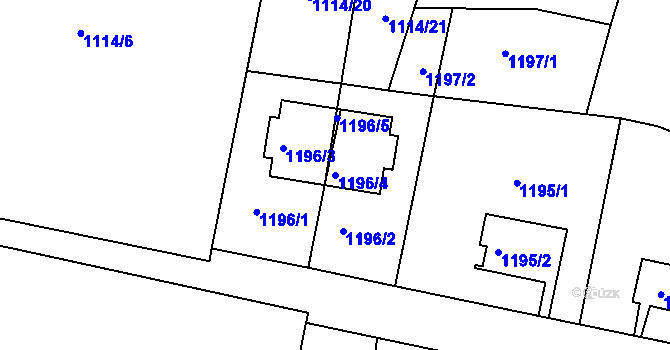 Parcela st. 1196/4 v KÚ Smíchov, Katastrální mapa