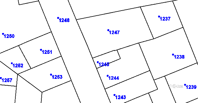 Parcela st. 1246 v KÚ Smíchov, Katastrální mapa