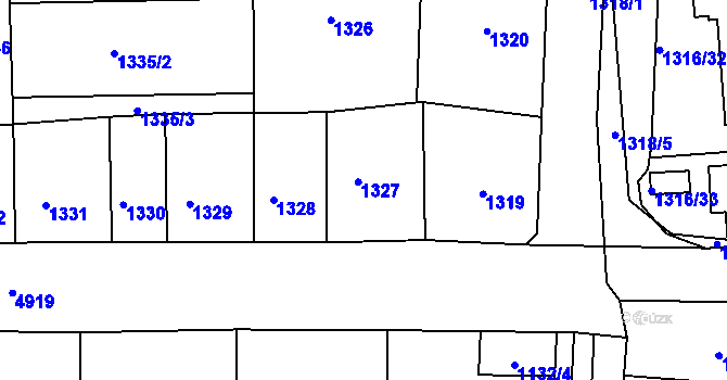 Parcela st. 1327 v KÚ Smíchov, Katastrální mapa