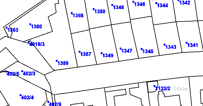 Parcela st. 1349 v KÚ Smíchov, Katastrální mapa