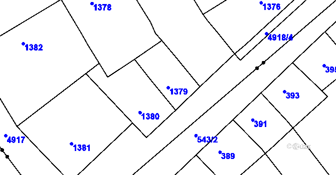 Parcela st. 1379 v KÚ Smíchov, Katastrální mapa