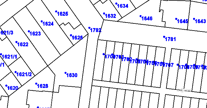 Parcela st. 1700 v KÚ Smíchov, Katastrální mapa