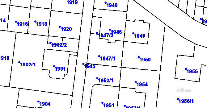 Parcela st. 1947 v KÚ Smíchov, Katastrální mapa
