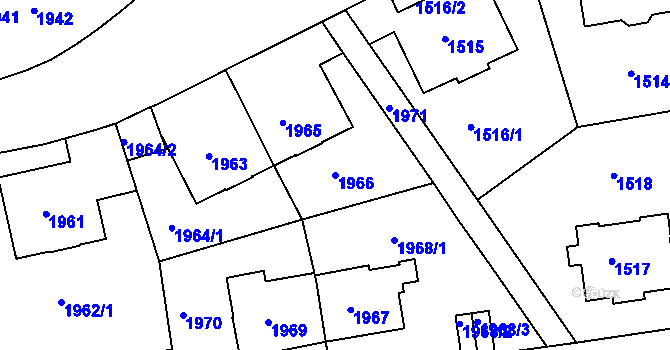 Parcela st. 1966 v KÚ Smíchov, Katastrální mapa