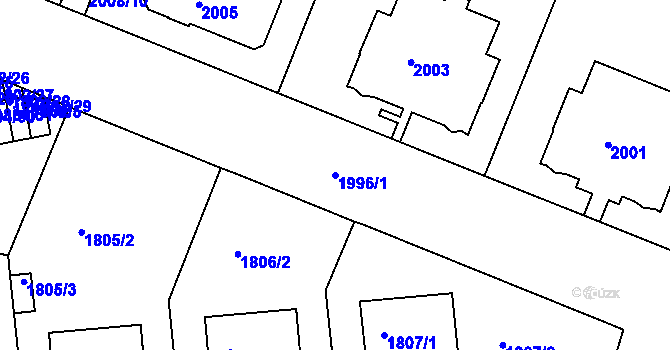 Parcela st. 1996/1 v KÚ Smíchov, Katastrální mapa
