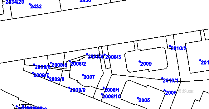 Parcela st. 2008/3 v KÚ Smíchov, Katastrální mapa