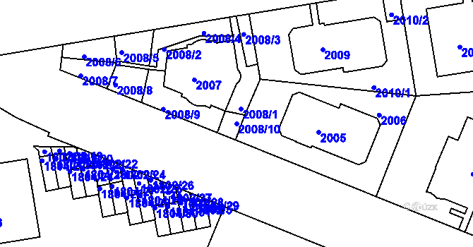 Parcela st. 2008/10 v KÚ Smíchov, Katastrální mapa