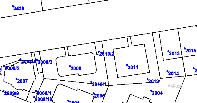 Parcela st. 2010/2 v KÚ Smíchov, Katastrální mapa