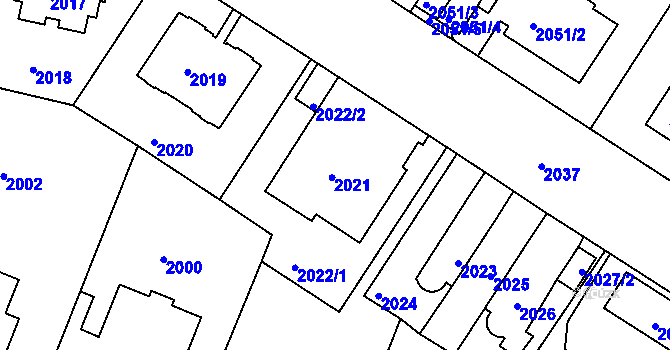 Parcela st. 2021 v KÚ Smíchov, Katastrální mapa