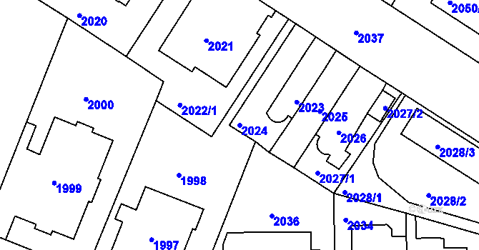 Parcela st. 2024 v KÚ Smíchov, Katastrální mapa