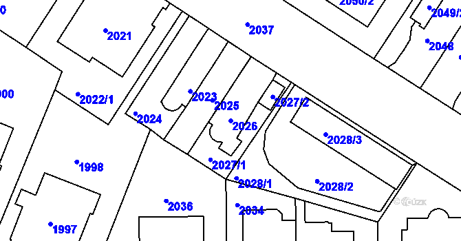 Parcela st. 2026 v KÚ Smíchov, Katastrální mapa