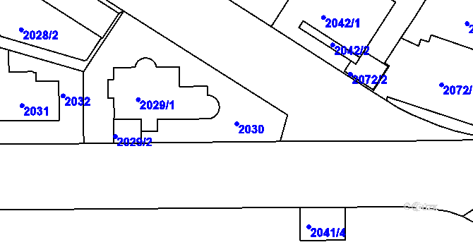 Parcela st. 2030 v KÚ Smíchov, Katastrální mapa