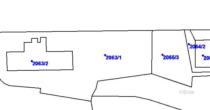 Parcela st. 2063/1 v KÚ Smíchov, Katastrální mapa