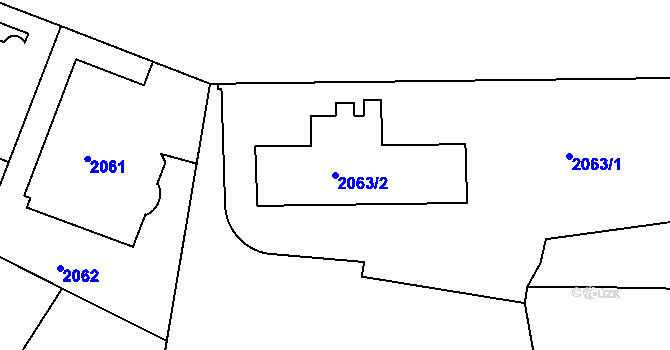 Parcela st. 2063/2 v KÚ Smíchov, Katastrální mapa