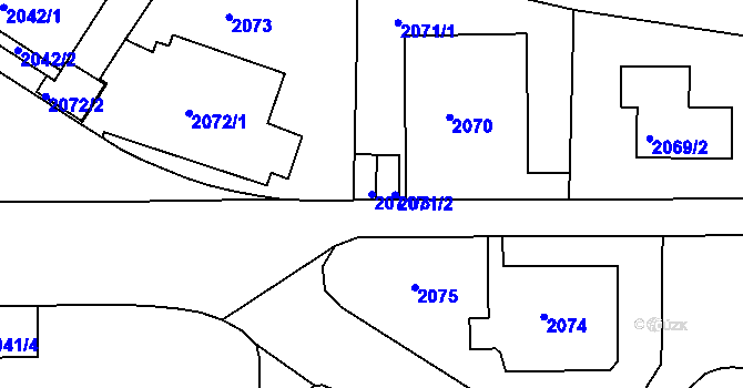 Parcela st. 2071/3 v KÚ Smíchov, Katastrální mapa