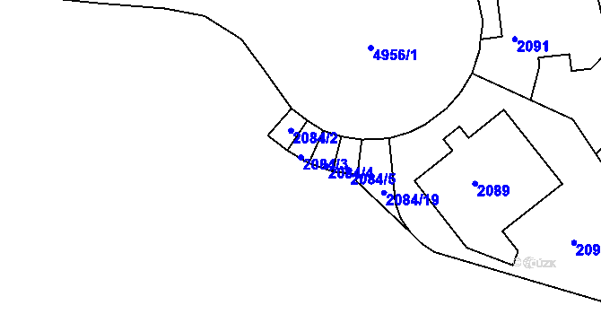 Parcela st. 2084/3 v KÚ Smíchov, Katastrální mapa