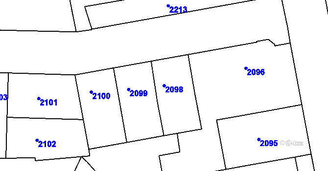 Parcela st. 2098 v KÚ Smíchov, Katastrální mapa