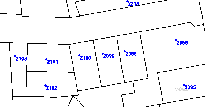 Parcela st. 2099 v KÚ Smíchov, Katastrální mapa