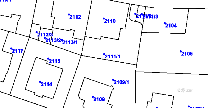 Parcela st. 2111/1 v KÚ Smíchov, Katastrální mapa