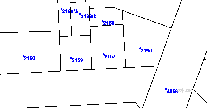 Parcela st. 2157 v KÚ Smíchov, Katastrální mapa