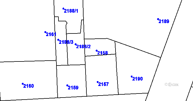 Parcela st. 2158 v KÚ Smíchov, Katastrální mapa