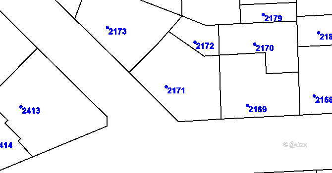 Parcela st. 2171 v KÚ Smíchov, Katastrální mapa