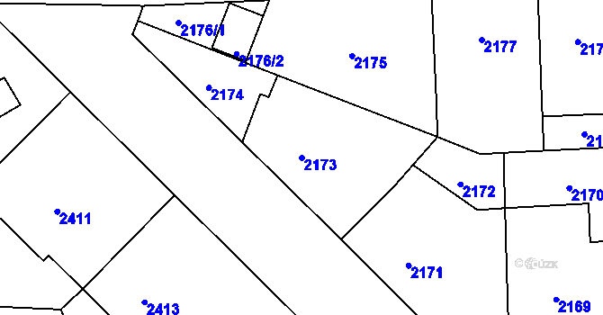 Parcela st. 2173 v KÚ Smíchov, Katastrální mapa