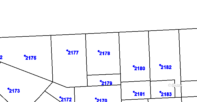 Parcela st. 2178 v KÚ Smíchov, Katastrální mapa