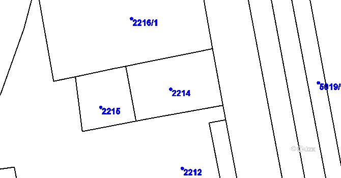 Parcela st. 2214 v KÚ Smíchov, Katastrální mapa