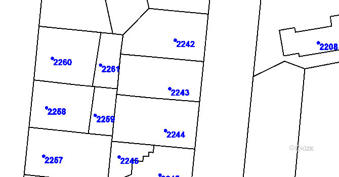 Parcela st. 2243 v KÚ Smíchov, Katastrální mapa