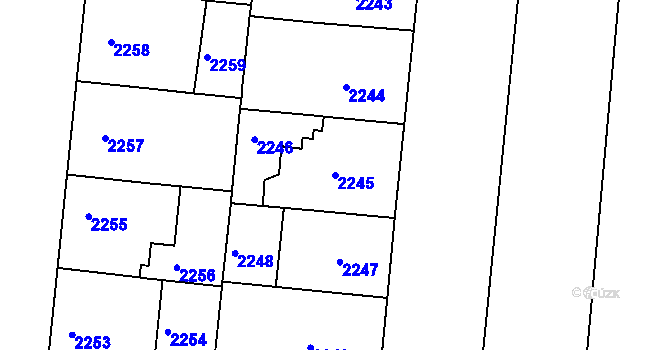 Parcela st. 2245 v KÚ Smíchov, Katastrální mapa